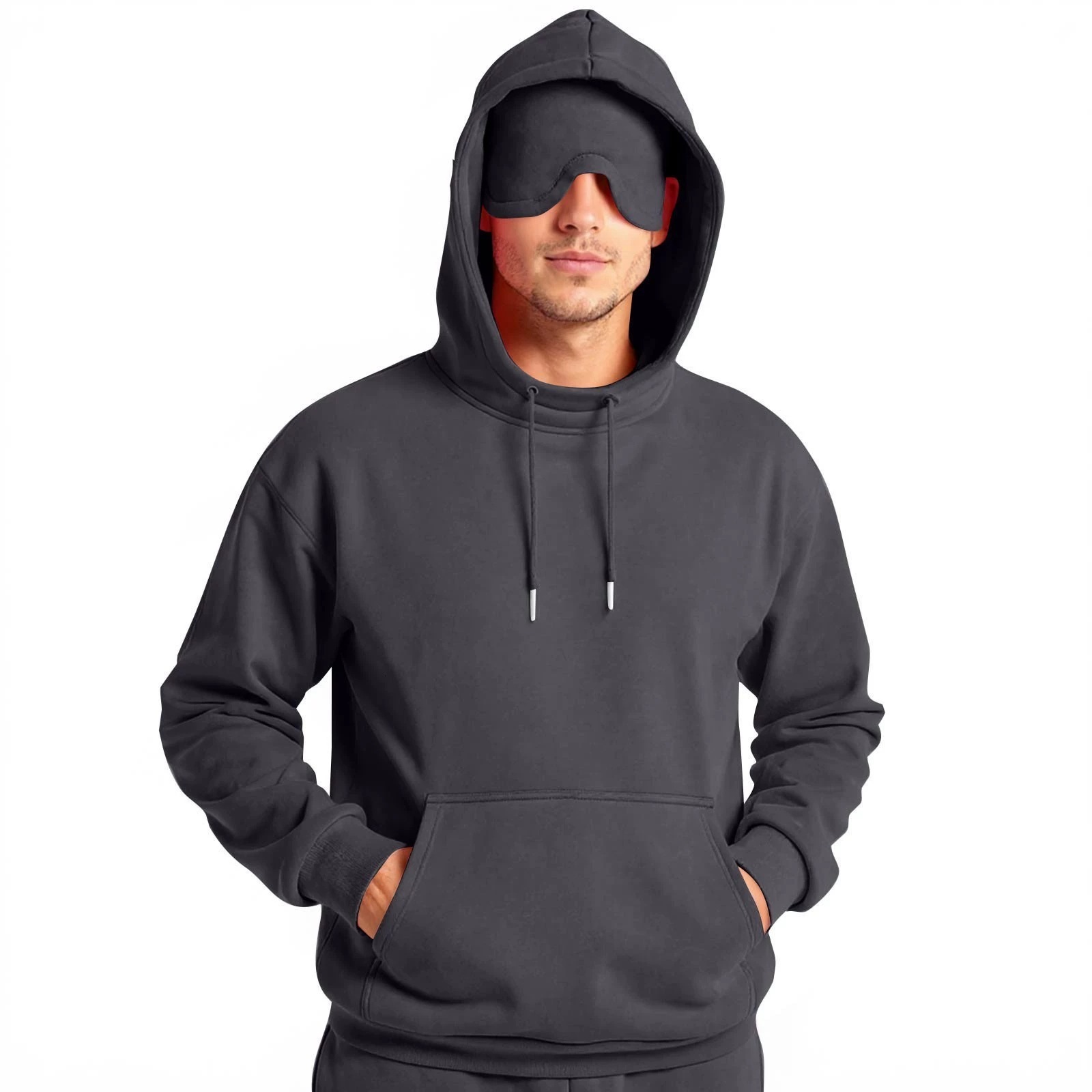 designer Fashion New Solid Color Men's Winter Casual Sweatshirt with Eye Mask Hoodie