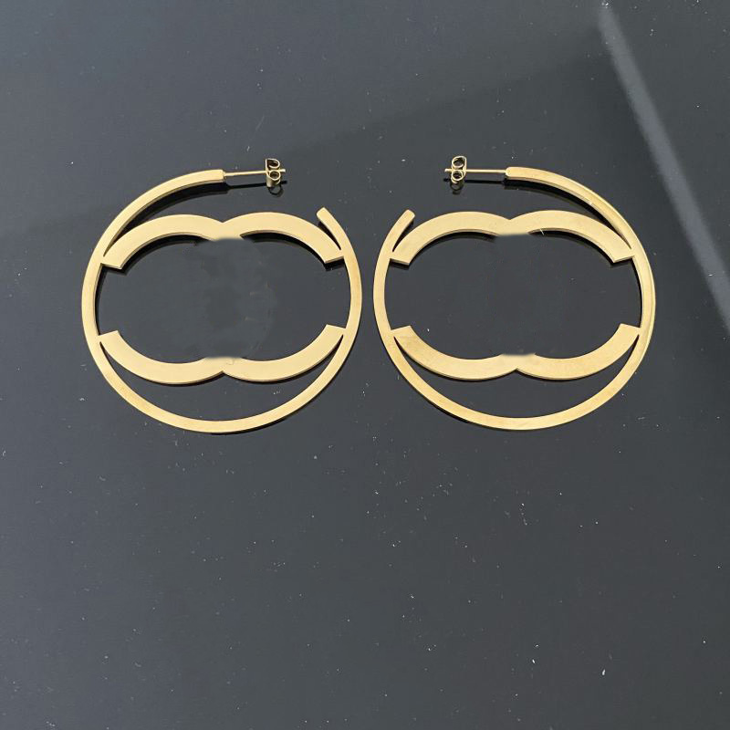 5CM Women Designer Earrings Hoops Luxury Letter Stainless Steel Hip Hop Hoops Big Size Fashion Earrings For Women