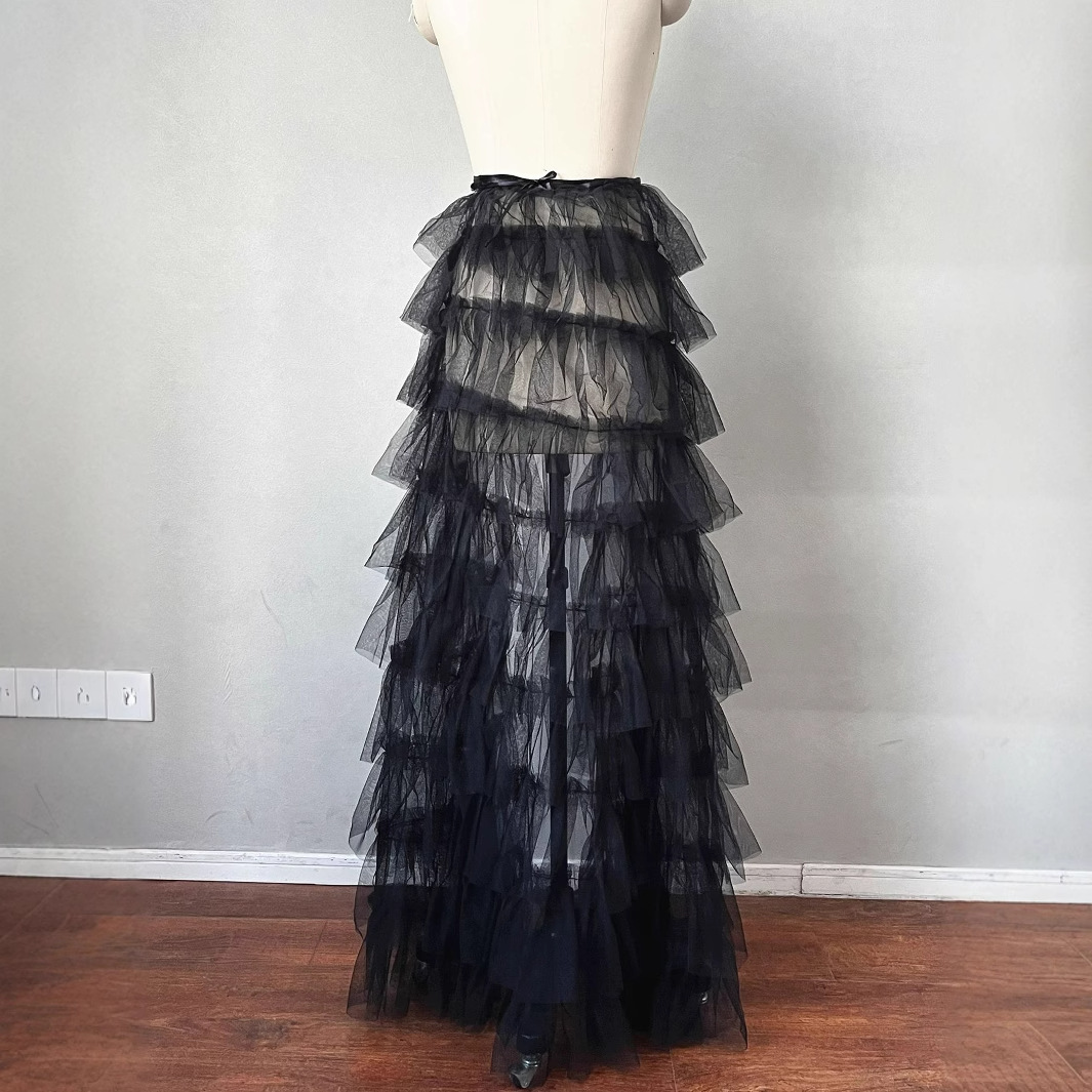 Skirts Puffy skirt multi-layer gauze skirt bridesmaid skirt light dress grand swing floor mopping one-piece gauze skirt