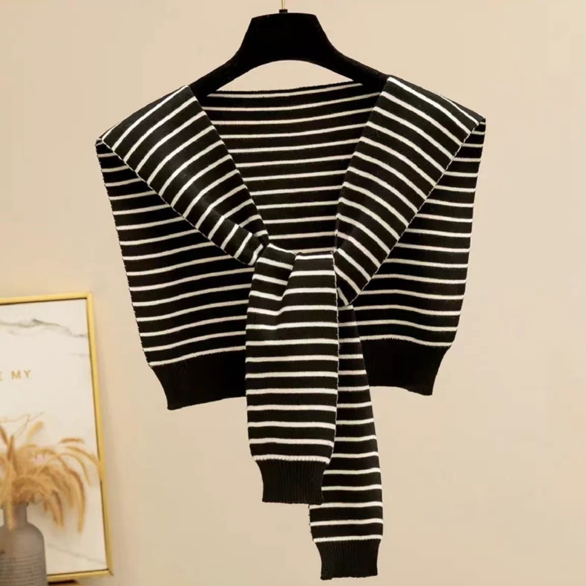 K392 2024 new knitted striped shawl outer wear high-end women's summer air-conditioned room neck waistcoat autumn and winter warm neck scarf