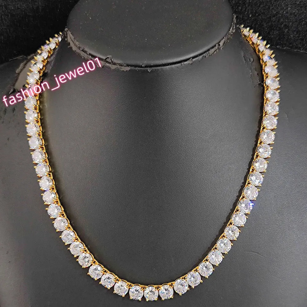 ESKEEM Bling 8mm Big CZ Diamond Tennis Necklace Hip Hop Fine Jewelry Iced Out Cubic Zircon Tennis Chain Necklace Men Women Gift