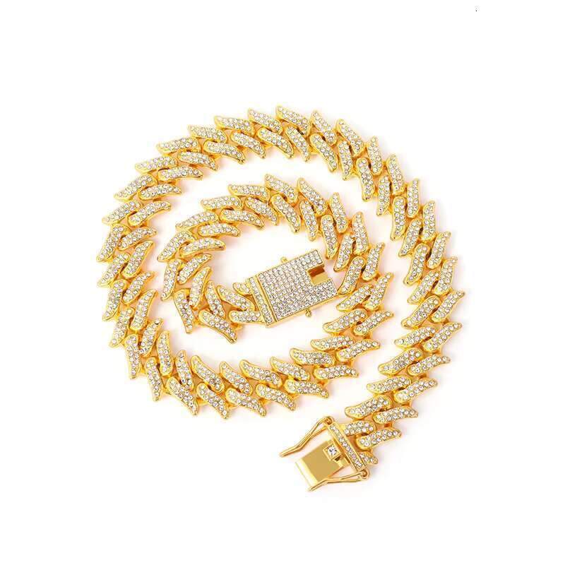 DHcollections Hip Hop Ice Dia Cuban Chain Men's Straight Pull Shining Rap Singer Necklace Jewelry