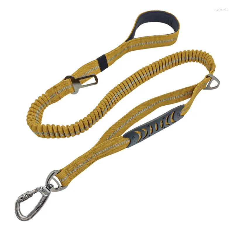 Update Heavy Duty Car Seat Belt Dog Lead Tactical Bungee Leash No Pull Nylon Rope With Metal Carabiner For Medium Large