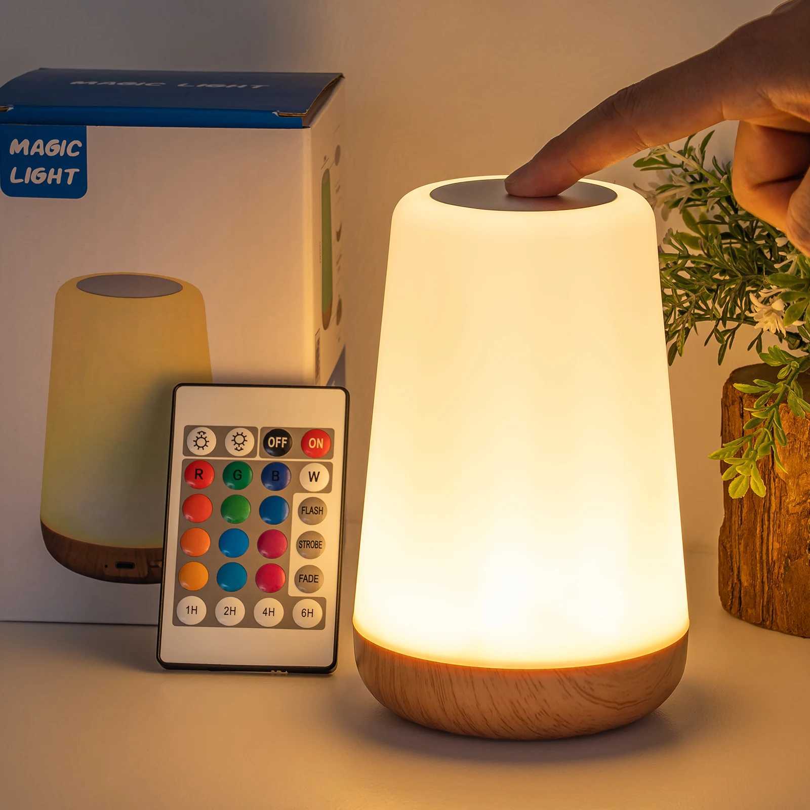 13 RGB Color Changing Portable Bedside Lamp Dimmable Remote Control USB Rechargeable Touch Night Light for Living Room Bedroom G M251114