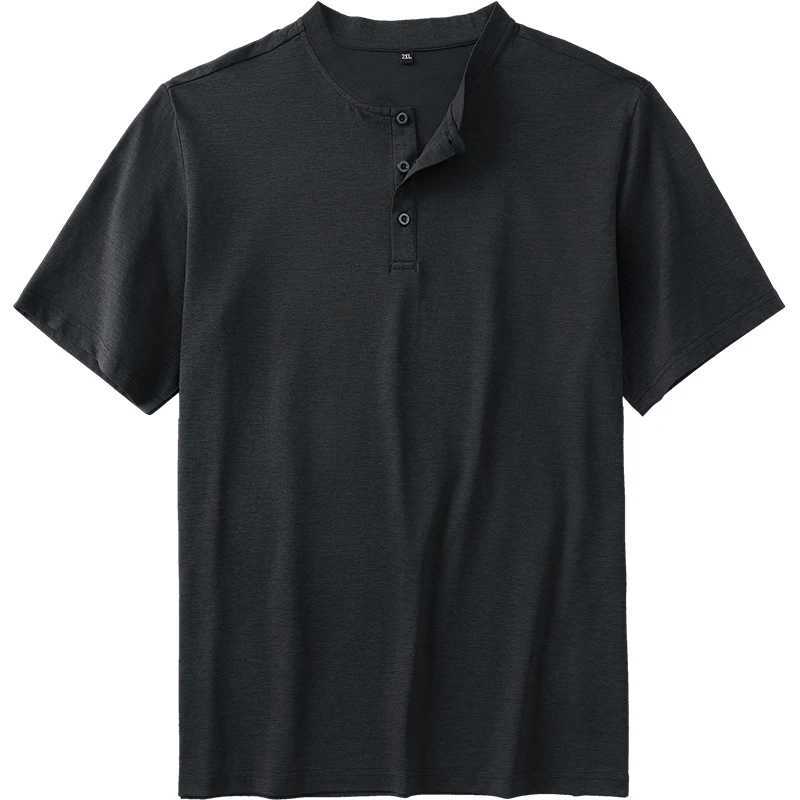 Middle aged ice silk cool short sleeved T-shirt quick drying and breathable in the middle of my dads shirt W250414