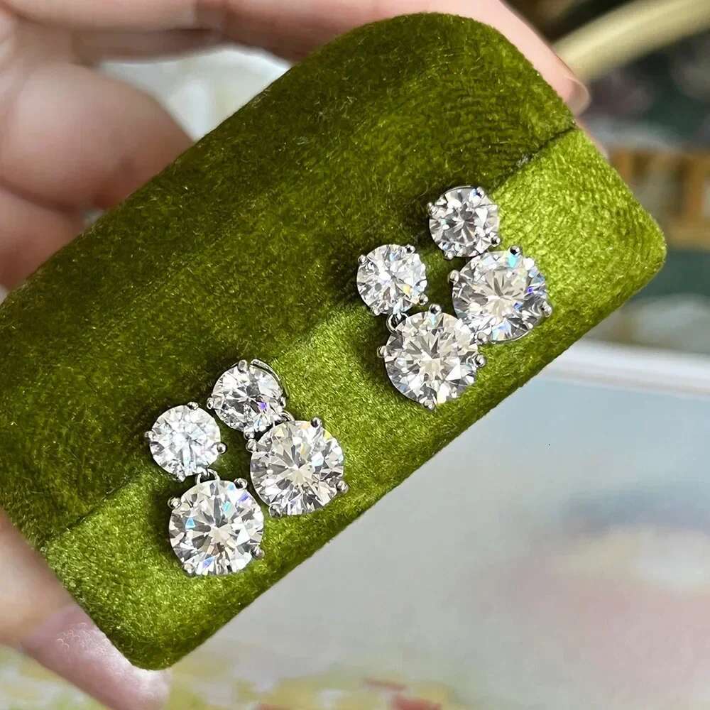 5.6cttw D Color Round Brilliant Cut Moissanite Diamond Drop Earrings with Certificate 925 Sterling Silver Stud Earring for Women