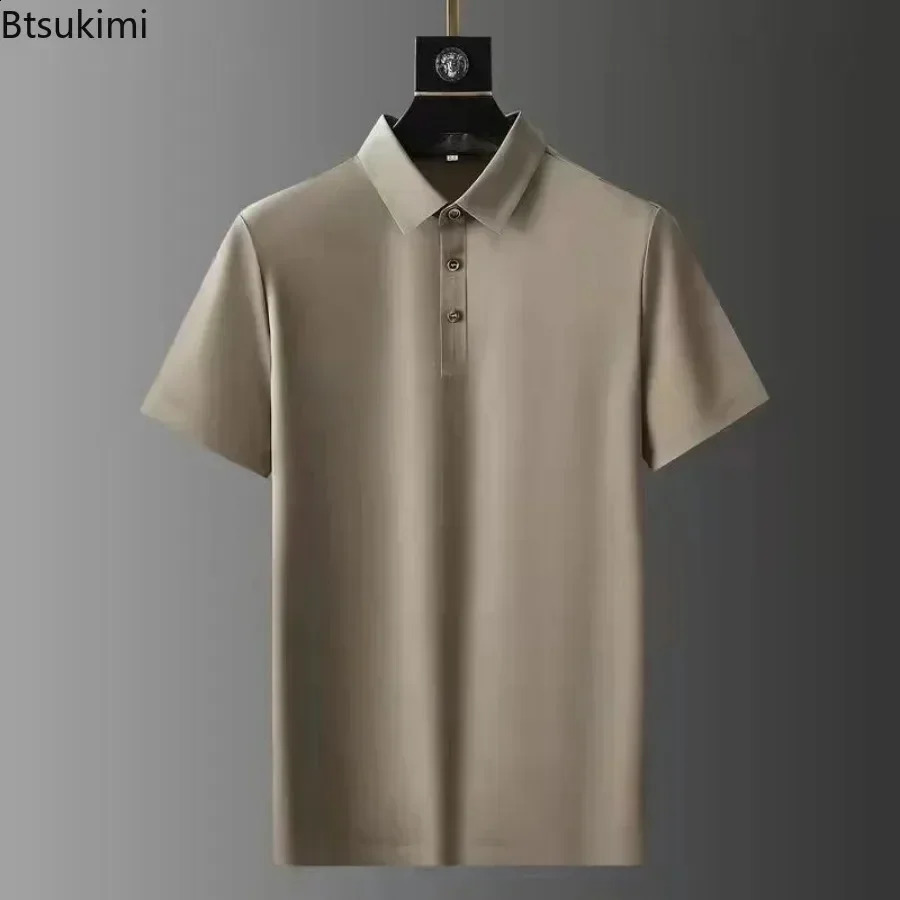 2025 Mens Fashion Solid Two-Piece Sets Casual Comfy Lapel T-shirtTrousers Sport Outfit Men Breathable High-Quality Tracksuits 250409