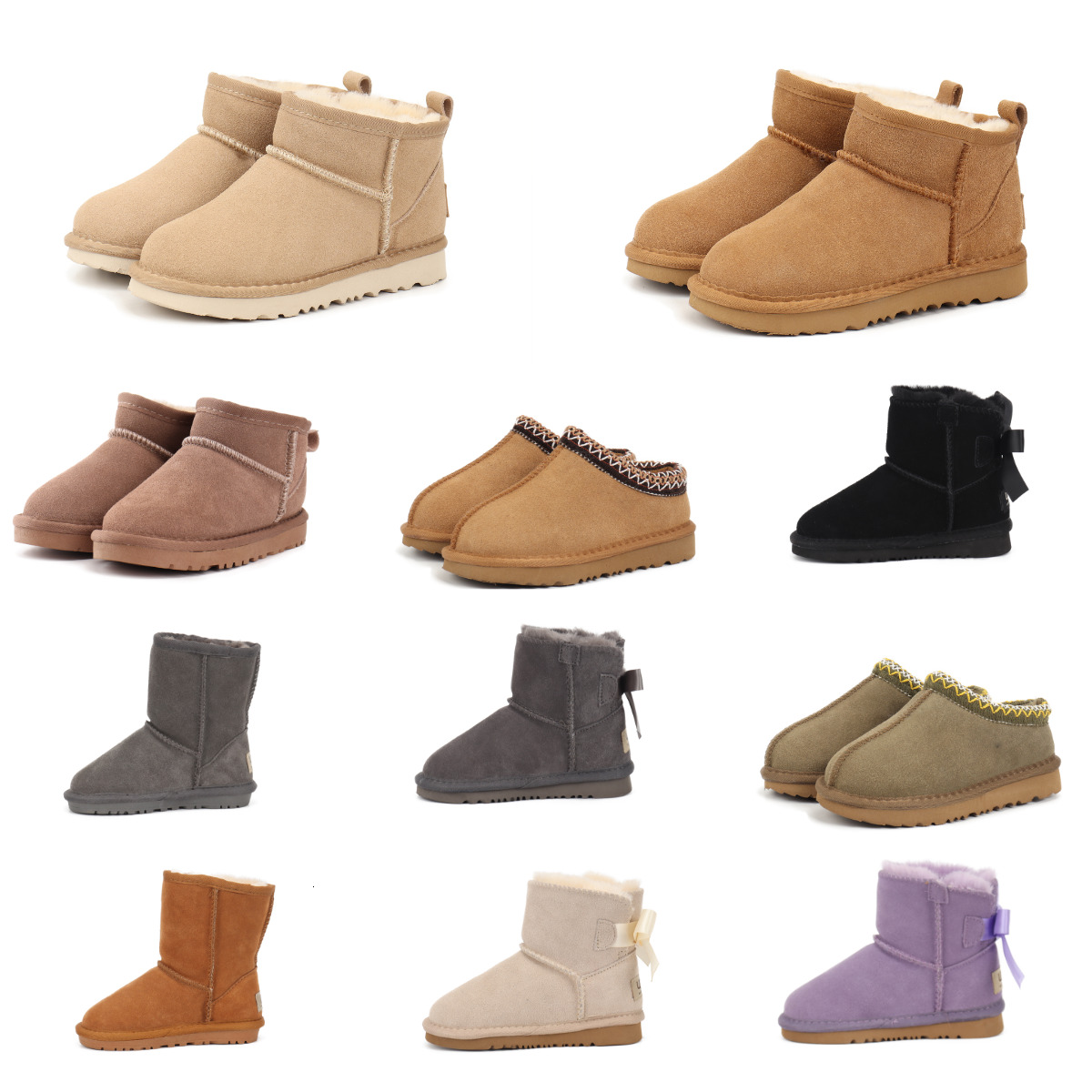 Designer Kids Snow Boots Classic Kid Baby Tasman PlushToddler Grey Maroon Fashion Outdoor Shoes Women Children Winter Suede Super Mini Boys And Girls Ankle Boots S88