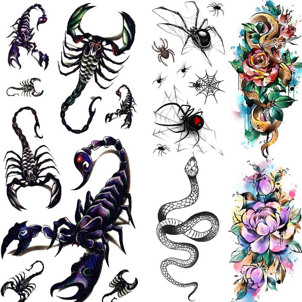3D Scorpion King Temporary Tattoo Fake Stickers Body Art Arm Badge Waterproof Tattoo Female Boy Wolf Style Tattoo PaperXJ25414