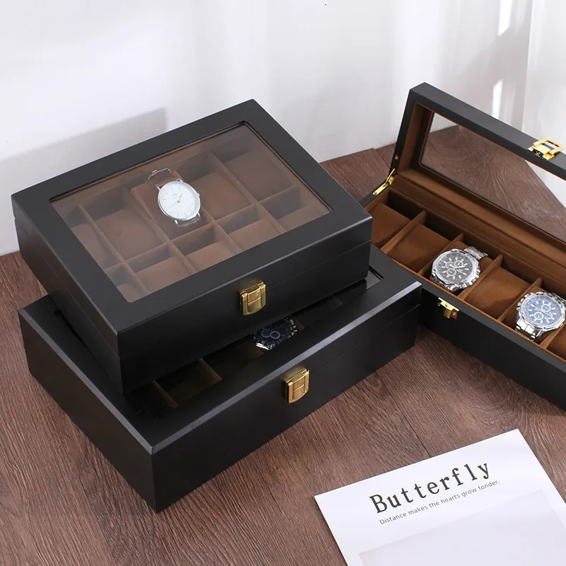 Handmade Wood Watch Box 6/10/12 Grids Watches Display Case Jewelry Holder Storage Organizer for Watch Holding 251110