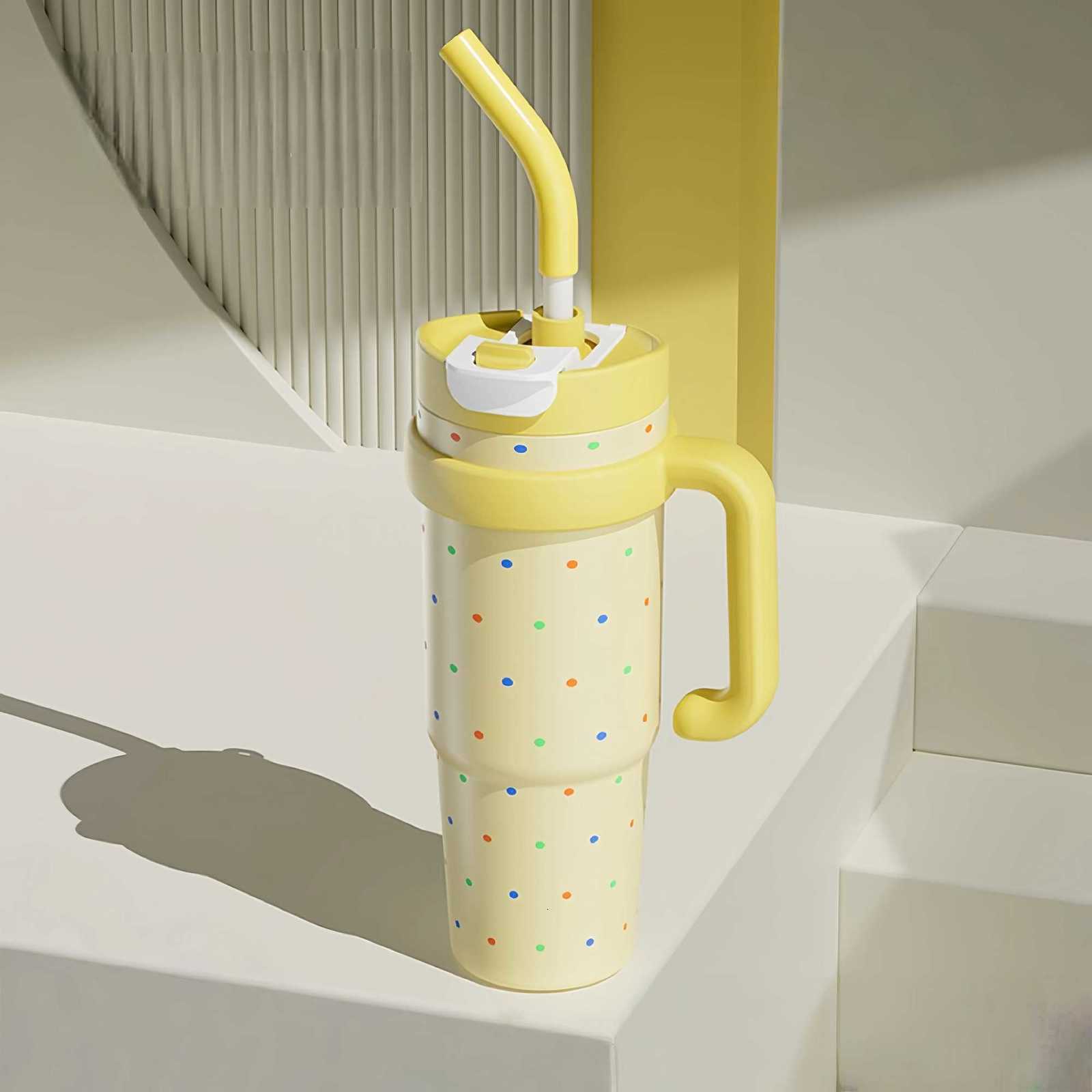 1000ML Large Capacity Vacuum Tumbler Cartoon with Handlelids Vacuum Cup Stainless Steel Leak-Proof Thermal Water Bottle Outdoor C251114