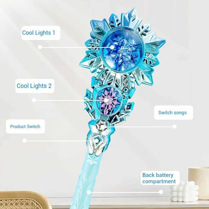 Cartoon Disney Frozen Princess Elsa Glowing Rotating Music Fairy Wand Sparkling Stick Childrens Toy Girl Birthday Childrens Christmas Gift Y2504014