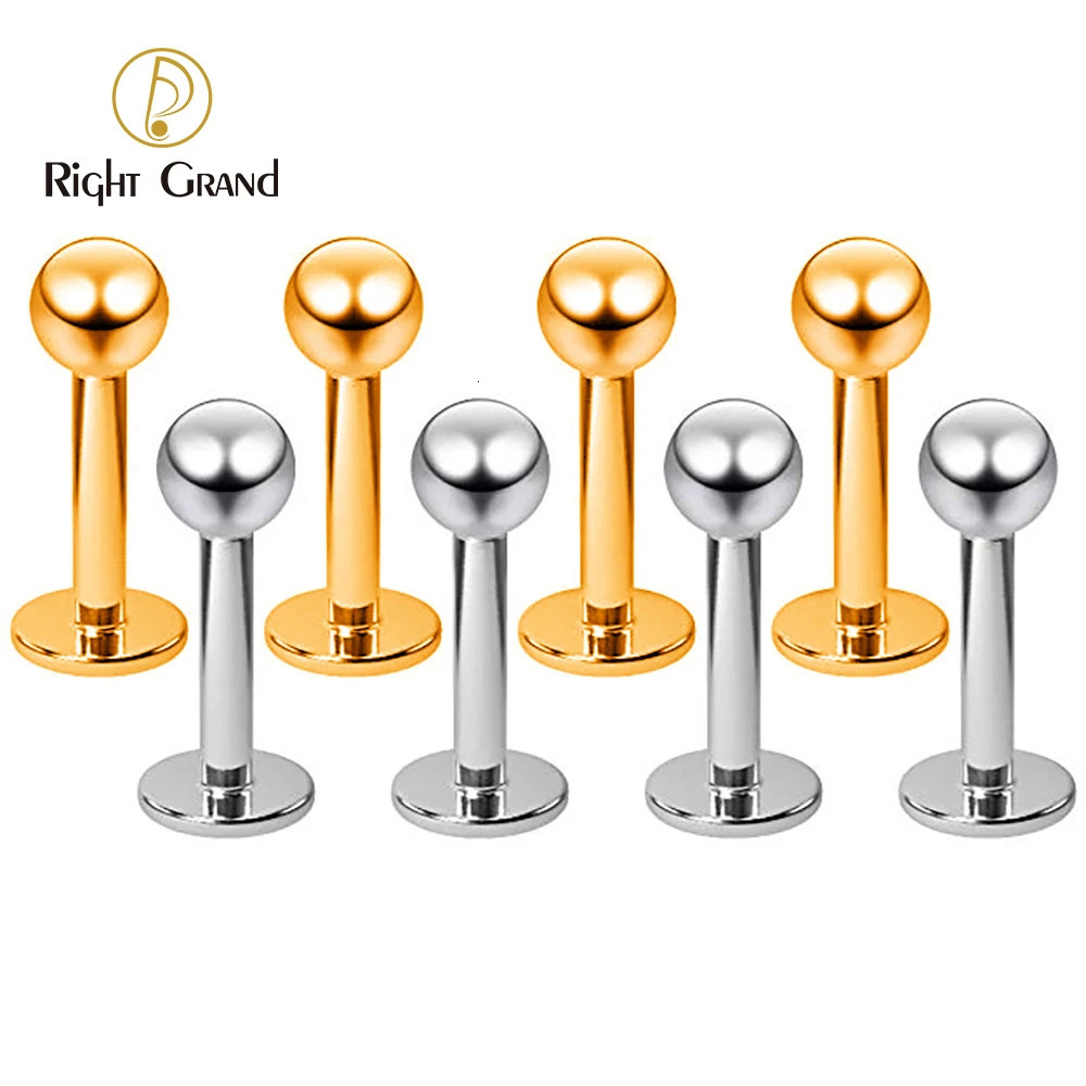 10pcs/lot Right Grand ASTM 36 Internal Threaded Labret Stud Body Piercing m Ball Labret Monroe Lip Ring for Women 250403