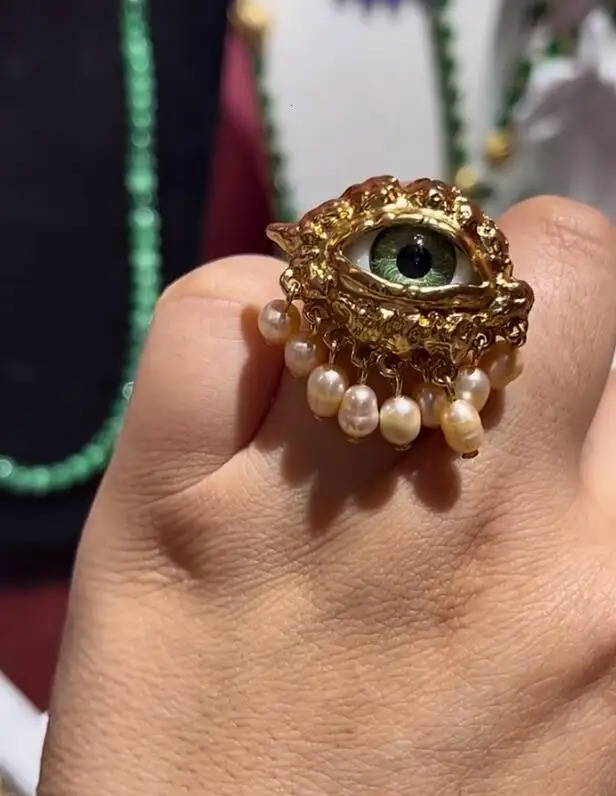 Clip Eye Earrings and Rings Exaggerated Trendy Baroque Style Delicate Tassels Jewelry 250411