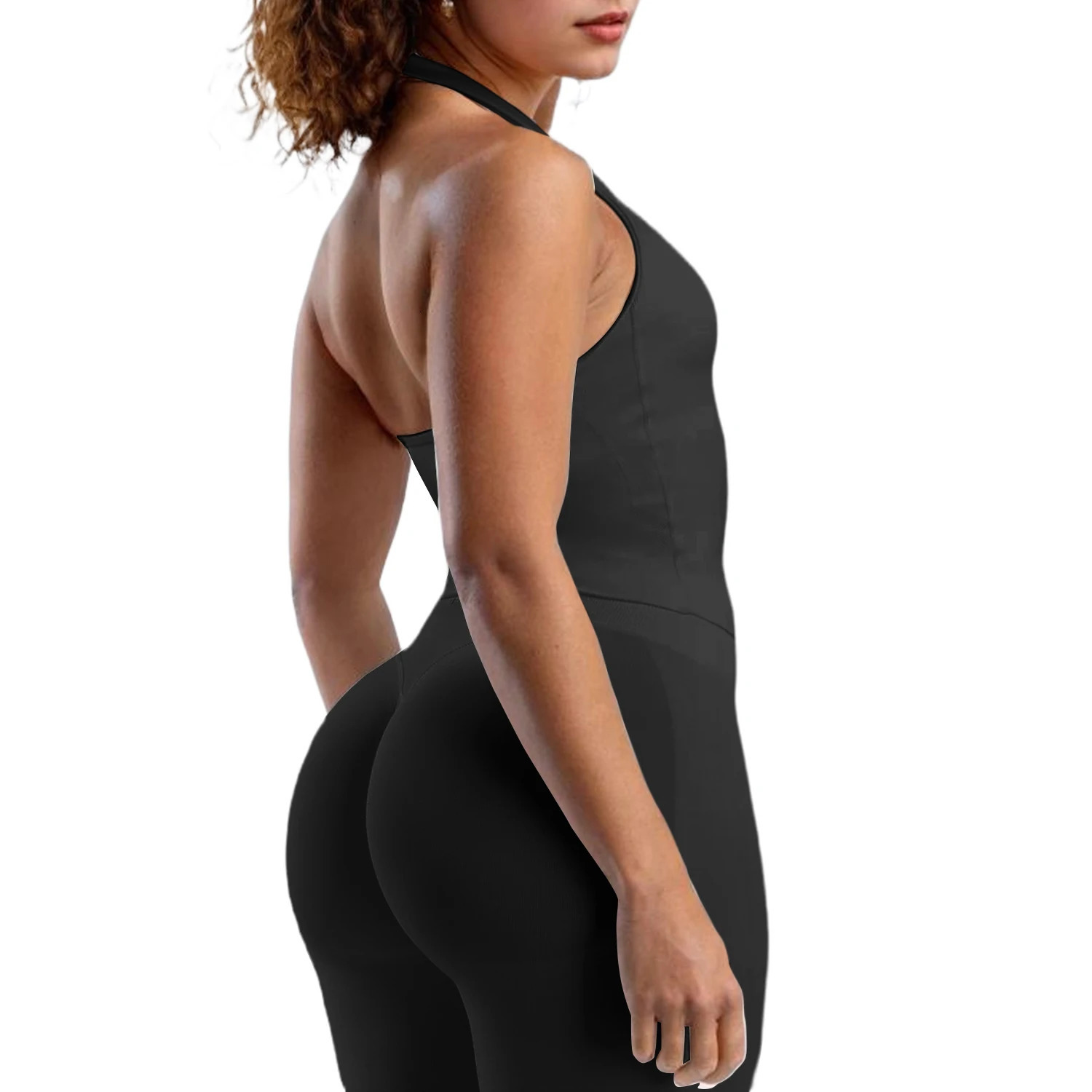 Seamless sports vest womens sexy deep Vneck sleeveless set basic square neckline summer G 250414Z