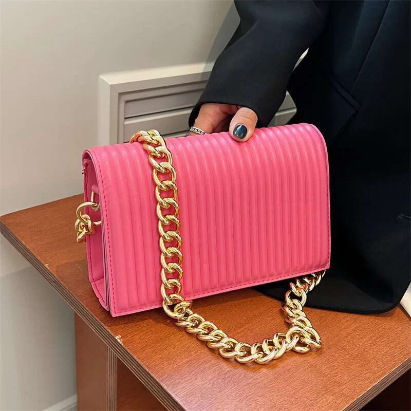 CBAG 2022 Fashion Thick Chain Designe Shoulder Bag Women Solid Simple Handbags Quality PU Leather Female Crossbody Bags