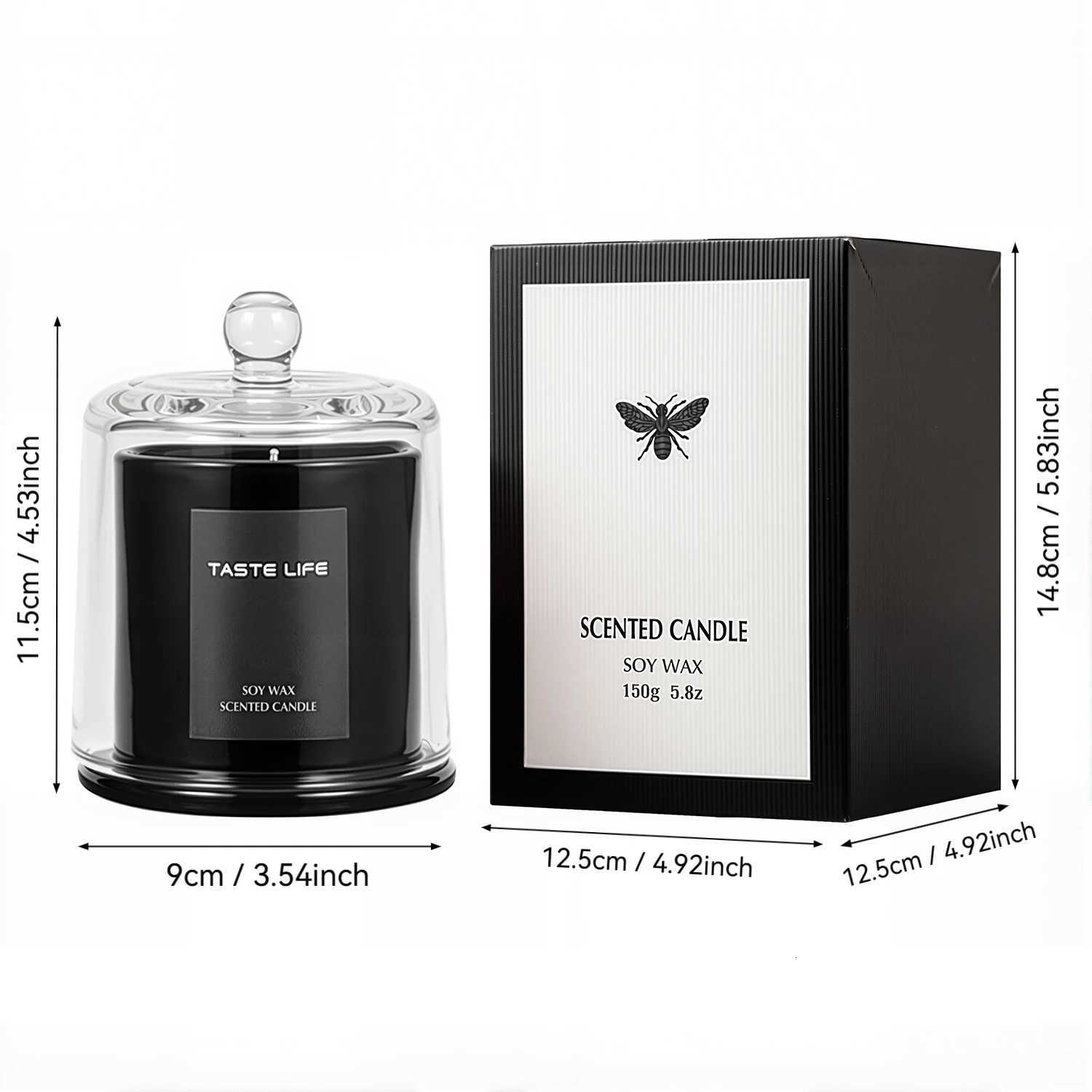 Premium Soy Wax Scented Candles with Cloche Smokeless Essential Oil Aratherapy for He Spa Gift-Ready Decorative H251114
