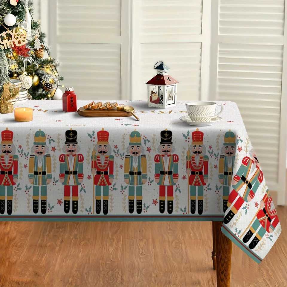 Christmas Christmas Nutcracker Polyester Tablecloth for Table Decor Winter Xmas Holiday Kitchen Dining Table Cloth Christmas Decorations Y251113
