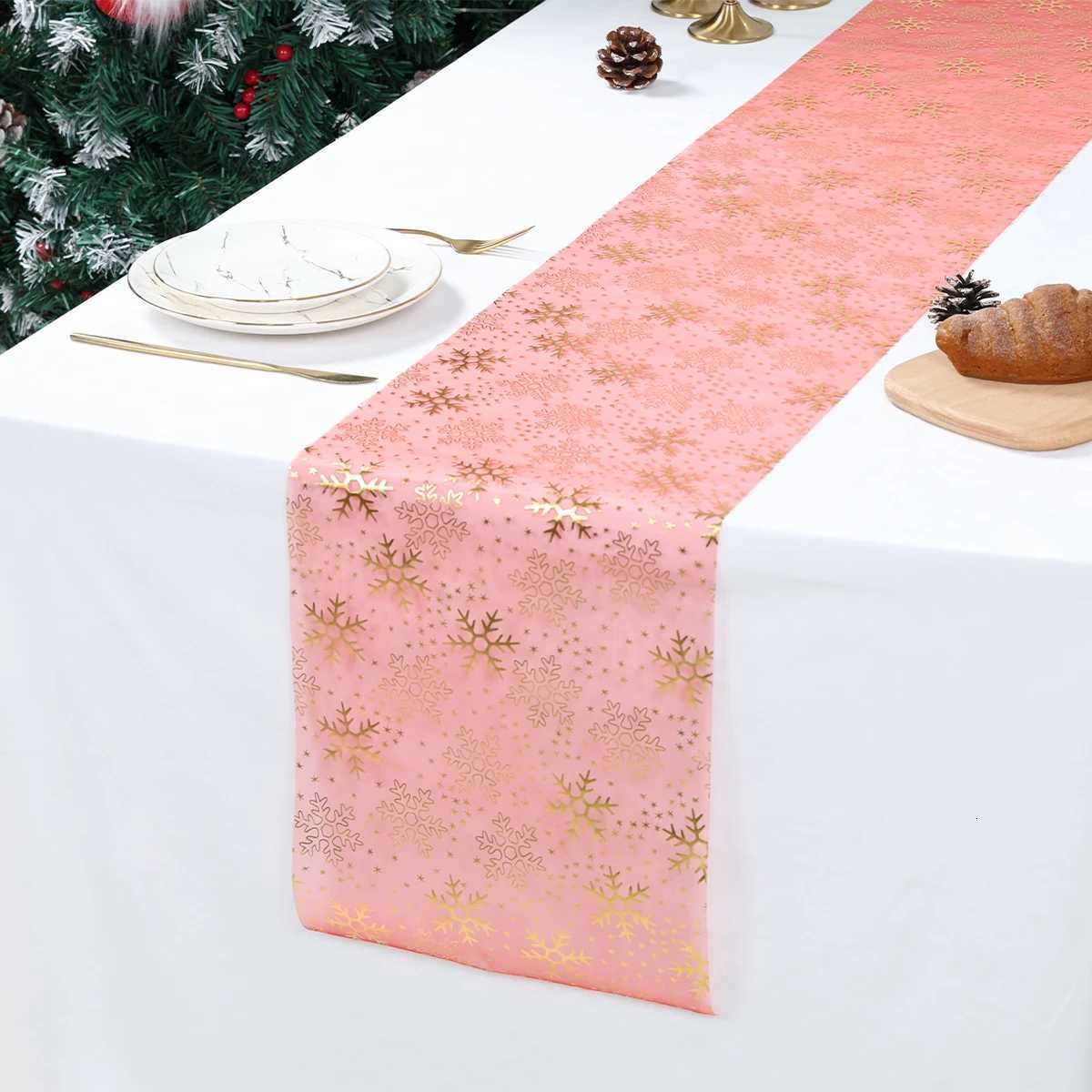 Christmas Christmas Snowflake Table Runner Christmas Decoration for Home 2025 Pendant Xmas Table Flag Ornament Navidad Natal New Year Gift Y251113