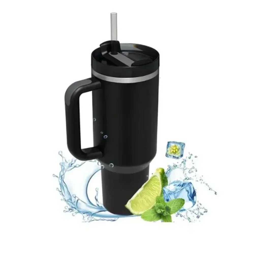 Large capacity 1200ML 304 stainless steel insulated water bottle insulated coffee cart cup hot and cold cups straw with handle C251114