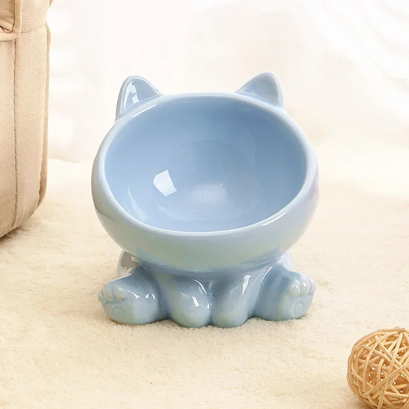 Cat Bowl Pet Accessories Ceramic Diagonal High Feet Cute Protection Ceramic Spine Dog Bowl Beverage Bowl Pet Supplies 250414