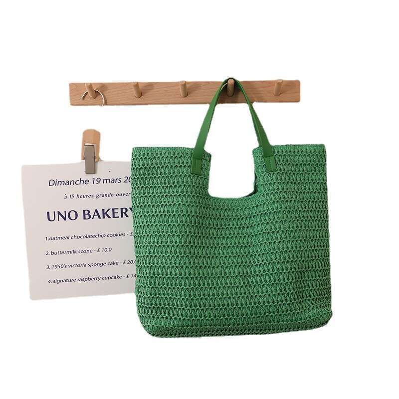 Handmade Beach Bag H Family's New Single Shoulder Simple And Large Capacity Handheld Straw Woven Beach Vacation Bag, Women's Bag Kq2
