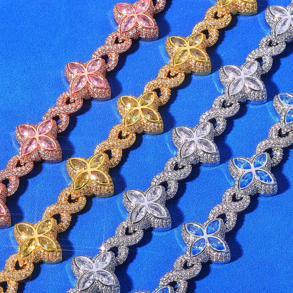 Factory Wholesale Hip Hop 8mm Fine Luxury Jewelry Marquise Cut Moissanite Bracelet Women Men 925 Sterling Silver Charm Bracelets