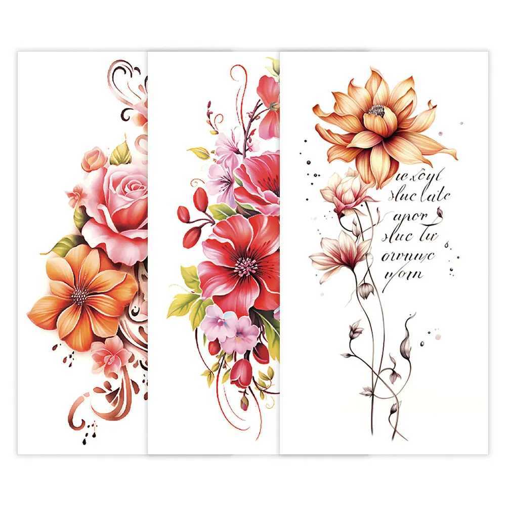 Colorful flower temporary tattoo stickers for women waterproof flower fake tattoos arm body art summer holiday body artXJ25414