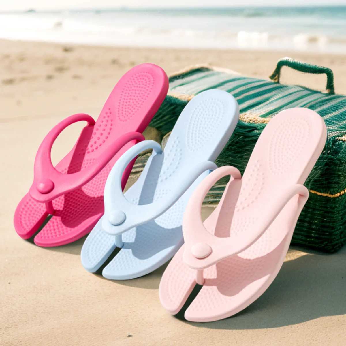 Summer Women Flip Flops Beach Flat Home Slippers Fashion Comfortable Foldable Indoor Outdoor Slides W250704