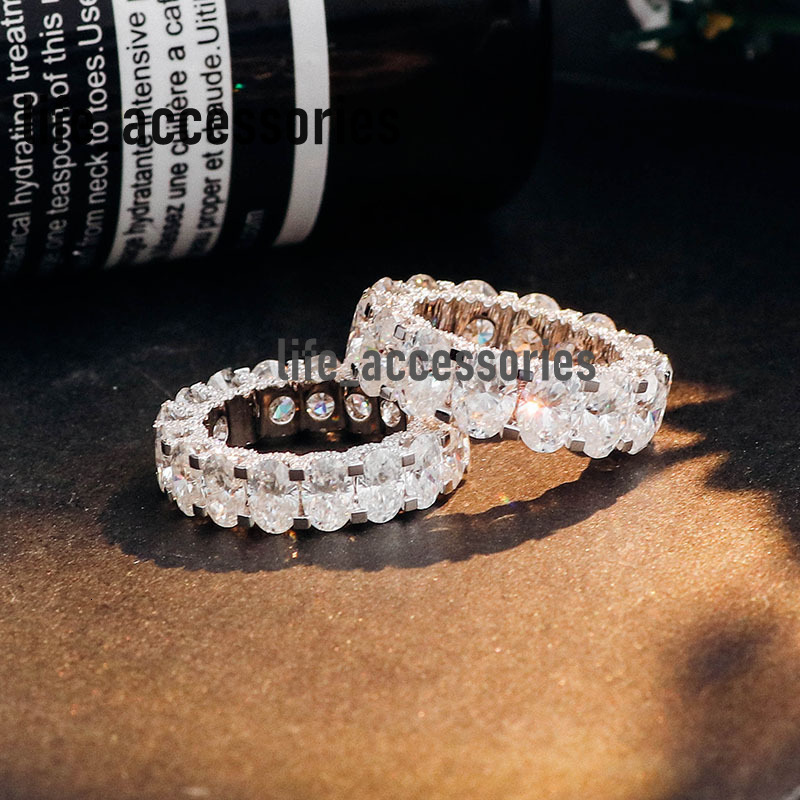 Fashion Jewelry Moissanite Eternity Ring Sparking Ice Wedding Rings for Couples Set and Engagement Diamond White Gold DEF VVS