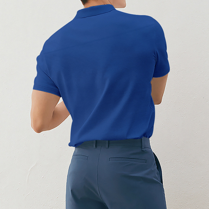 POLO Short sleeved T-shirt 2025 Summer Solid Color Collar Breathable Men's Top