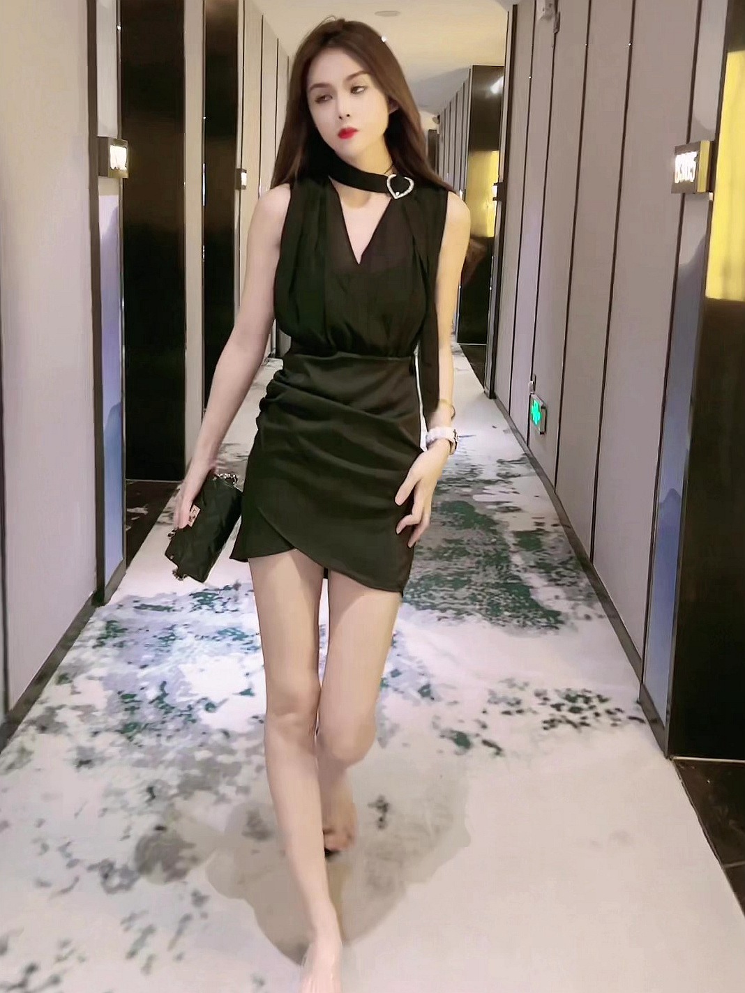 G7170 High quality French pure desire chiffon dress female summer new French lining small sling sleeveless hip skirt