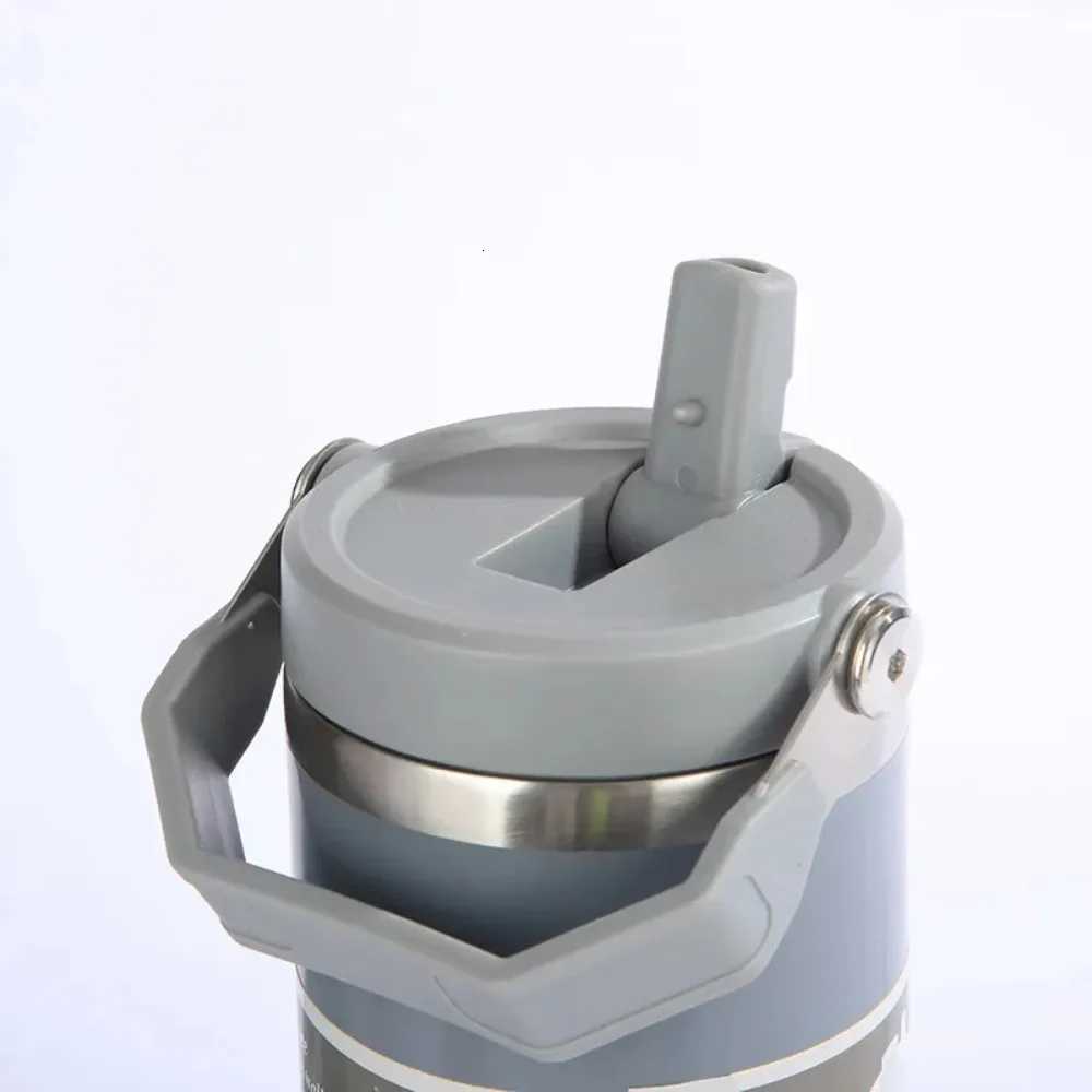 Stainless Steel Thermos Cup with Straw and Handle Portable Car Cup Double Wall Travel Sports Water Bottle Coffee Vacuum Flask C251114