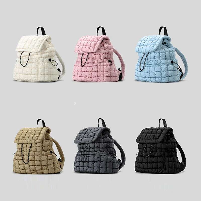 Fashion Ruched Quilted Backpacks Women Designer Puffer Casual Nylon Padded School Bag For Teenager Girls Quality Bags