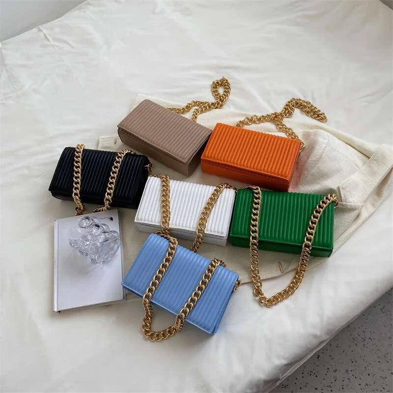 CBAG 2022 Fashion Thick Chain Designe Shoulder Bag Women Solid Simple Handbags Quality PU Leather Female Crossbody Bags