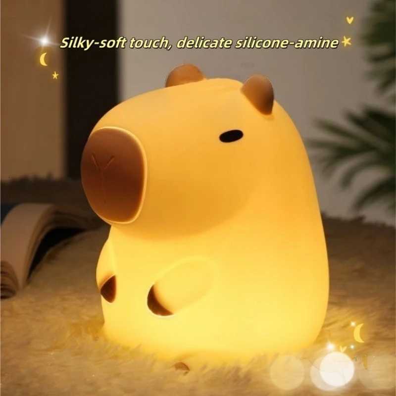 Cute Pet Capybara Night Light Cute Cartoon Silicone Bedside Sleep Night Lamp For Childrens Room Decor Birthday gift M251114