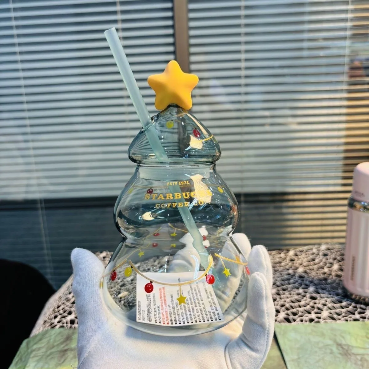 Star bucks Glass Bearista Bear Cup With Straw Cute Transparent Tumbler With Hat For Iced Coffee Cold Drink Gift