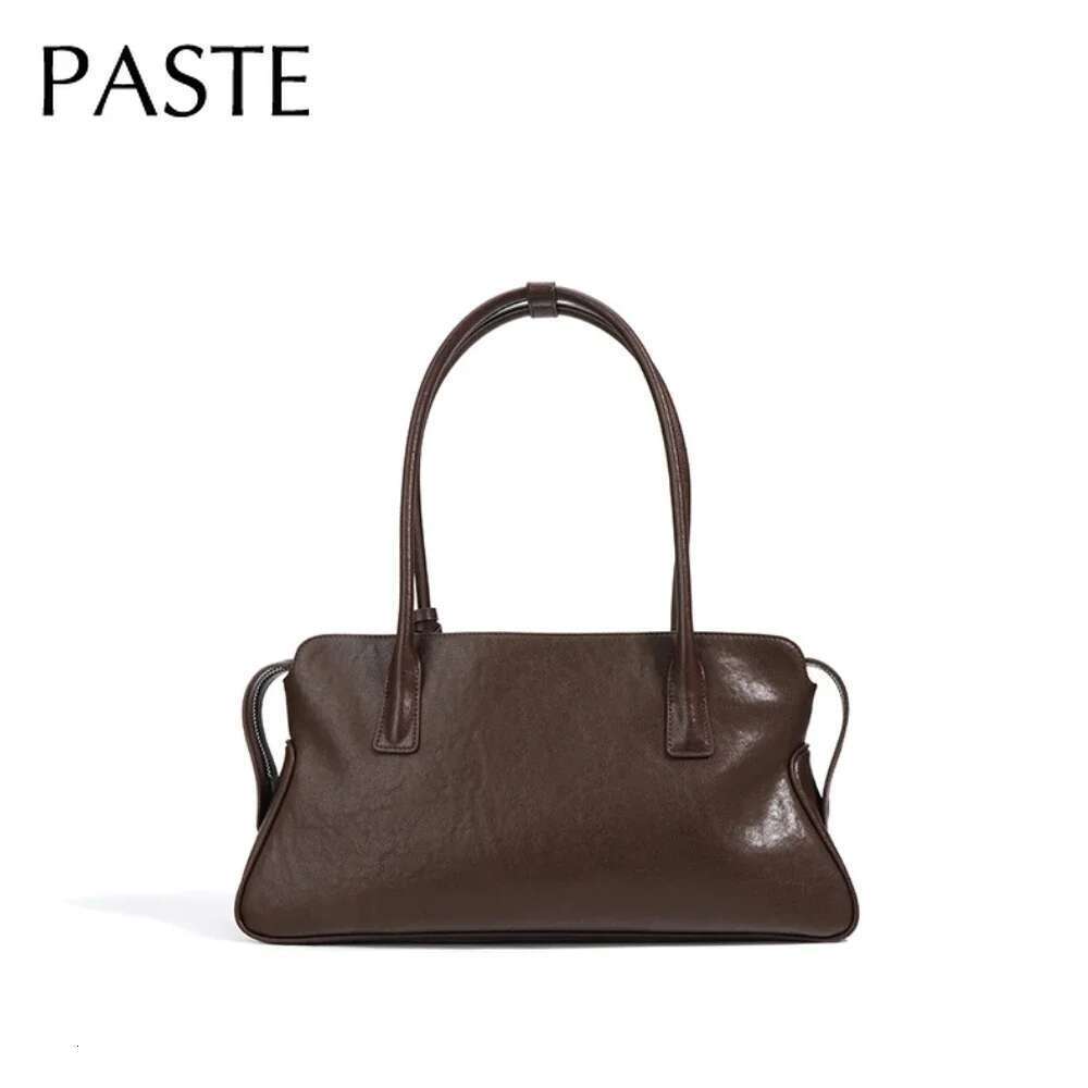 Retro Design Women Top-Handle Handbag With Wallet Vegetable Tanned Cow Leather Long Strap Female Armpit Shoulder Bag