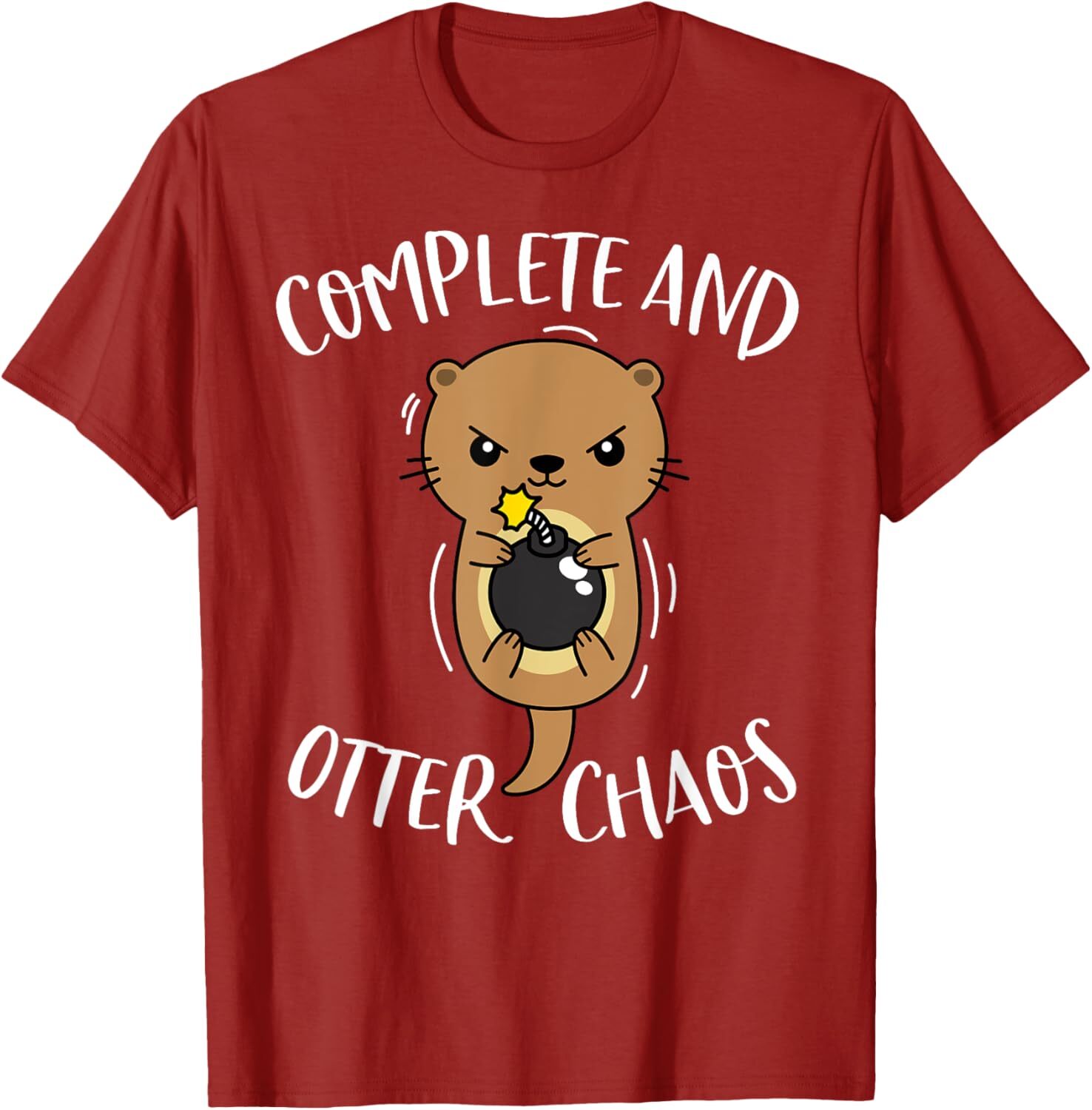 T shirt for Mens Complete and Otter Chaos Funny Cute Sea Otter Pun Graphic Tee Casual Tops Clothes Short sleeve