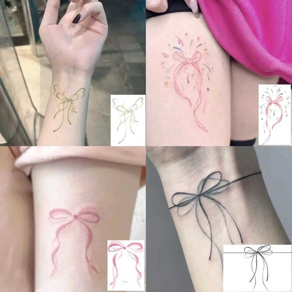 Bow colored tattoo sticker water transfer printing paper waterproof and sweat proof temporary tattoo sticker Y6Q8XJ25414