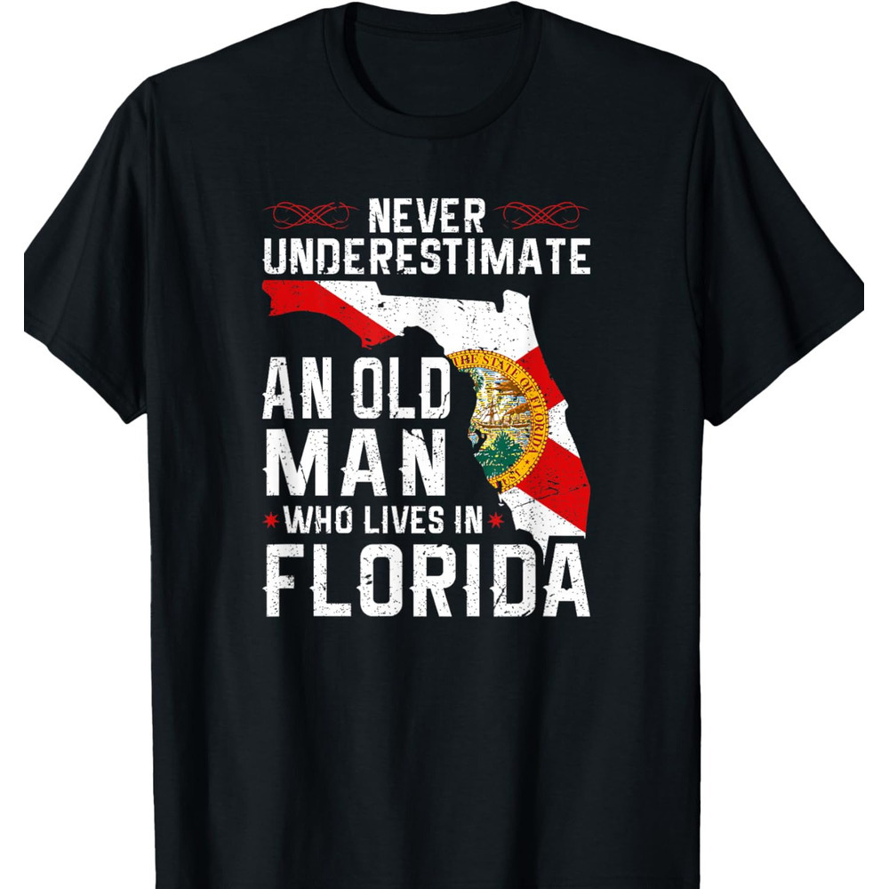 T shirt for Mens Flag Florida Home Old Man Flo Grown Graphic Tee Casual Tops Clothes Short sleeve cool