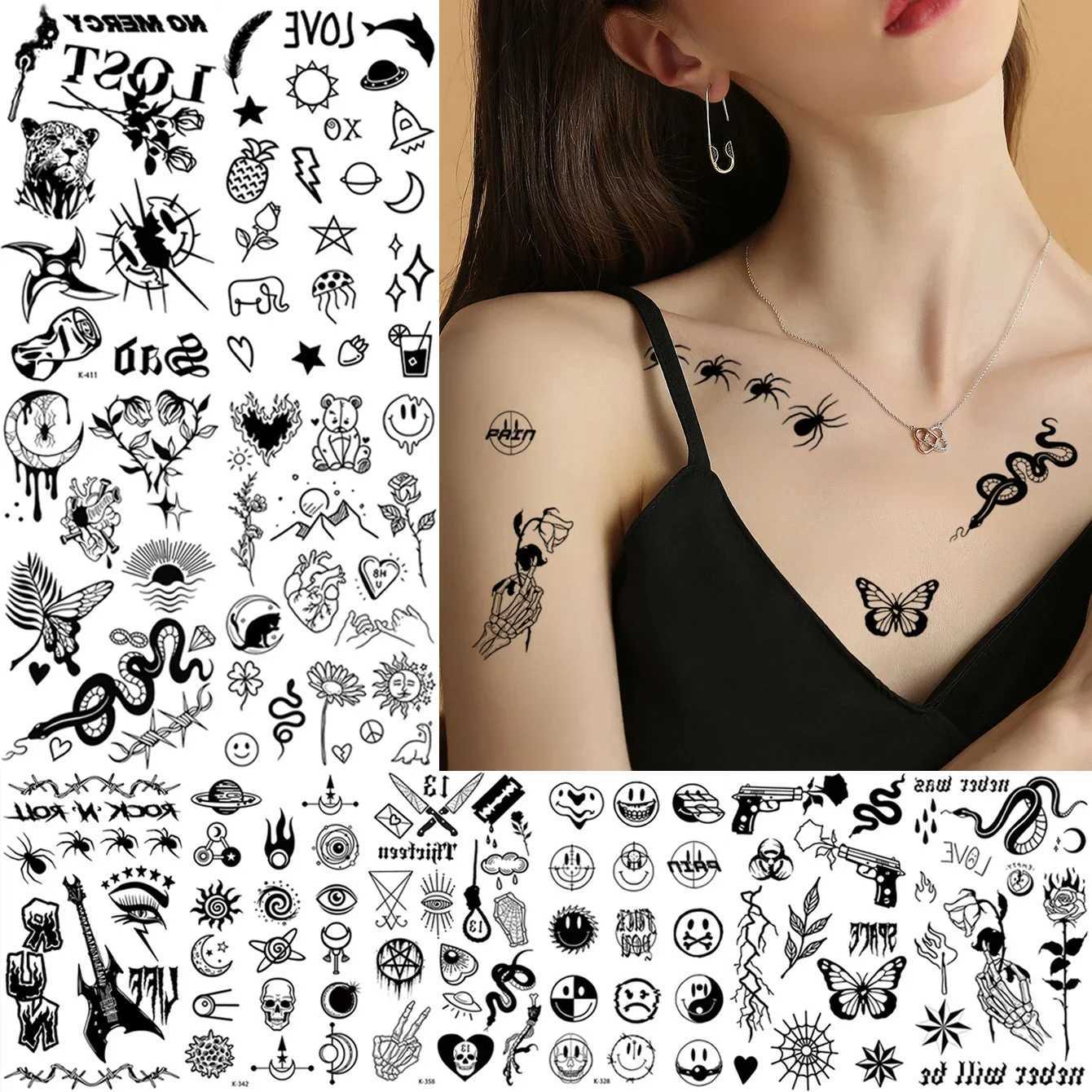 10 Waterproof Temporary Tattoo Stickers Black Wolf Lion Eagle Snake Deer Skeleton Scorpion Body Art Arm Tattoo FemaleXJ25414