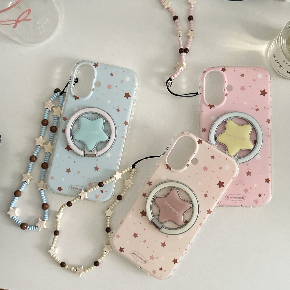 Solid Color Magnetic Star Phone Case Compatible with iPhone 17/16 Pro Max Simple Stand iPhone 15/14 Niche