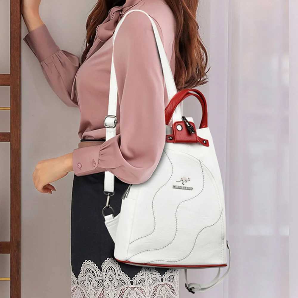 High Quality Leather Women Backpack Large Capacity School Bags For Teenage Girls Anti-theft Travel Backpack Shoulder Bag MochilaW251113