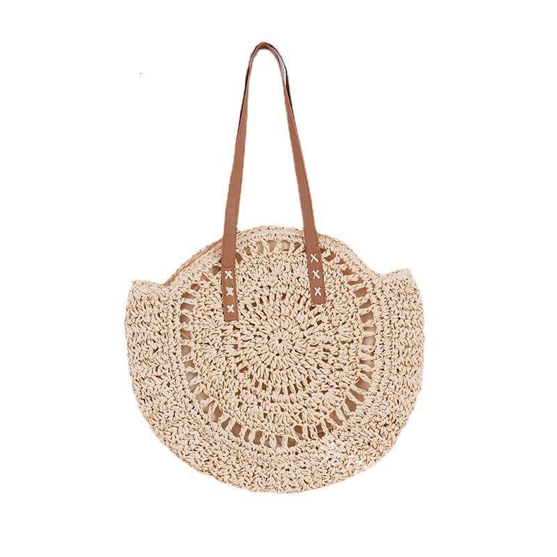 Handmade Beach Bag Rural Style Handbag, Woven Hollowed Out Small Round Bag, Fashionable And Atmospheric Women's Handbag Kq2