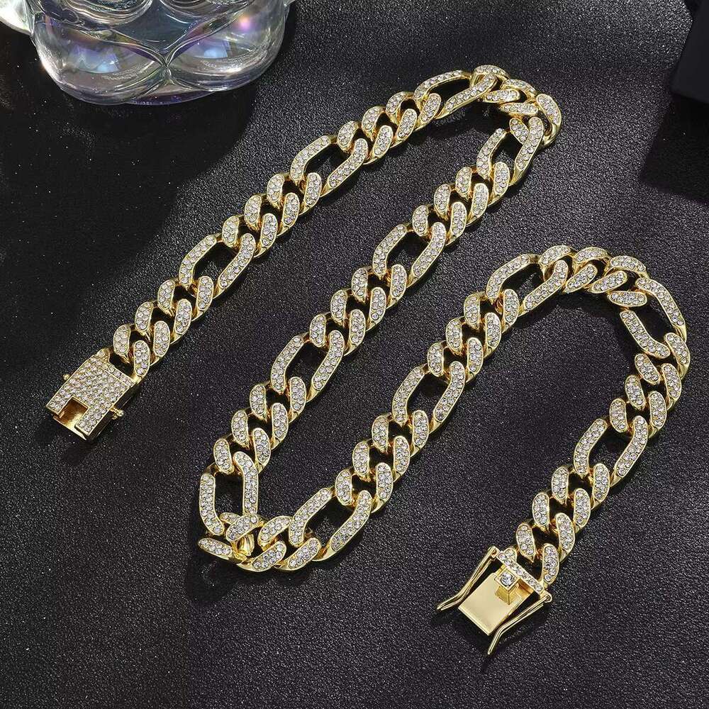 DHgate Iced Out Cuban Link Chain Necklace for Men Women Hip Hop Bling Rhinestone Choker Necklace Adjustable Fashion Jewelry Silver Color 1 Piece 18mm 