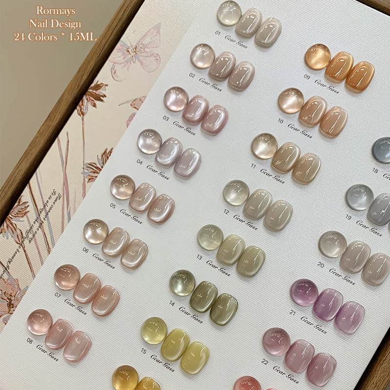 Rormays Fashion gel Polishing 24PCS Mixed Clearcoat Cat's Eye gel Semi permanent Immersion UV LED Nail Dream Salon Primer Finish Kit Wholesale Fa