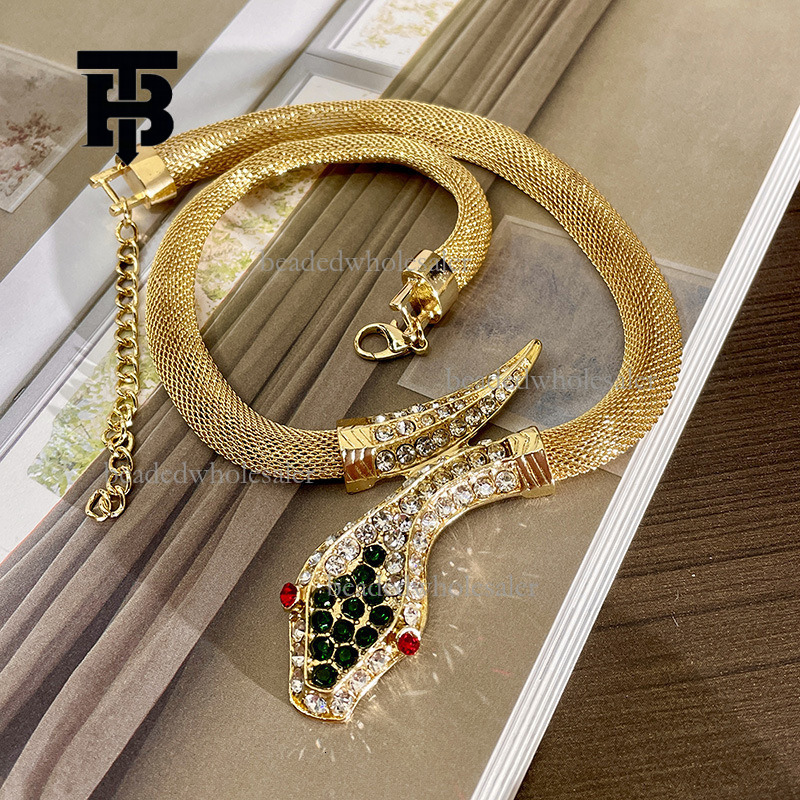 TB BHULAMTE Designer Fashion Exaggerated Serpentine Necklace Punk Personalized Hip Hop Earrings Cool Street Micro Inlaid Diamond Versatile Women'