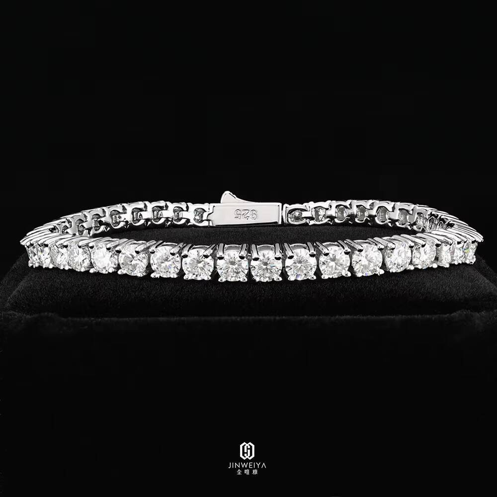 Wholesale Price Pass Diamond Tester Rhodium 925 Sterling Silver Hip Hop Iced Out VVS D Moissanite 4MM Tennis Chains