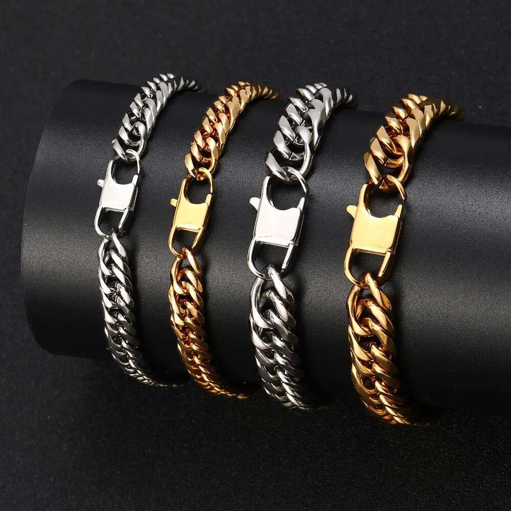 Hip Hop Jewelry Fashion 7mm 9mm Simple Miami Stainless Steel Luxurious Cuban Link Bracelet For Men Party Gift